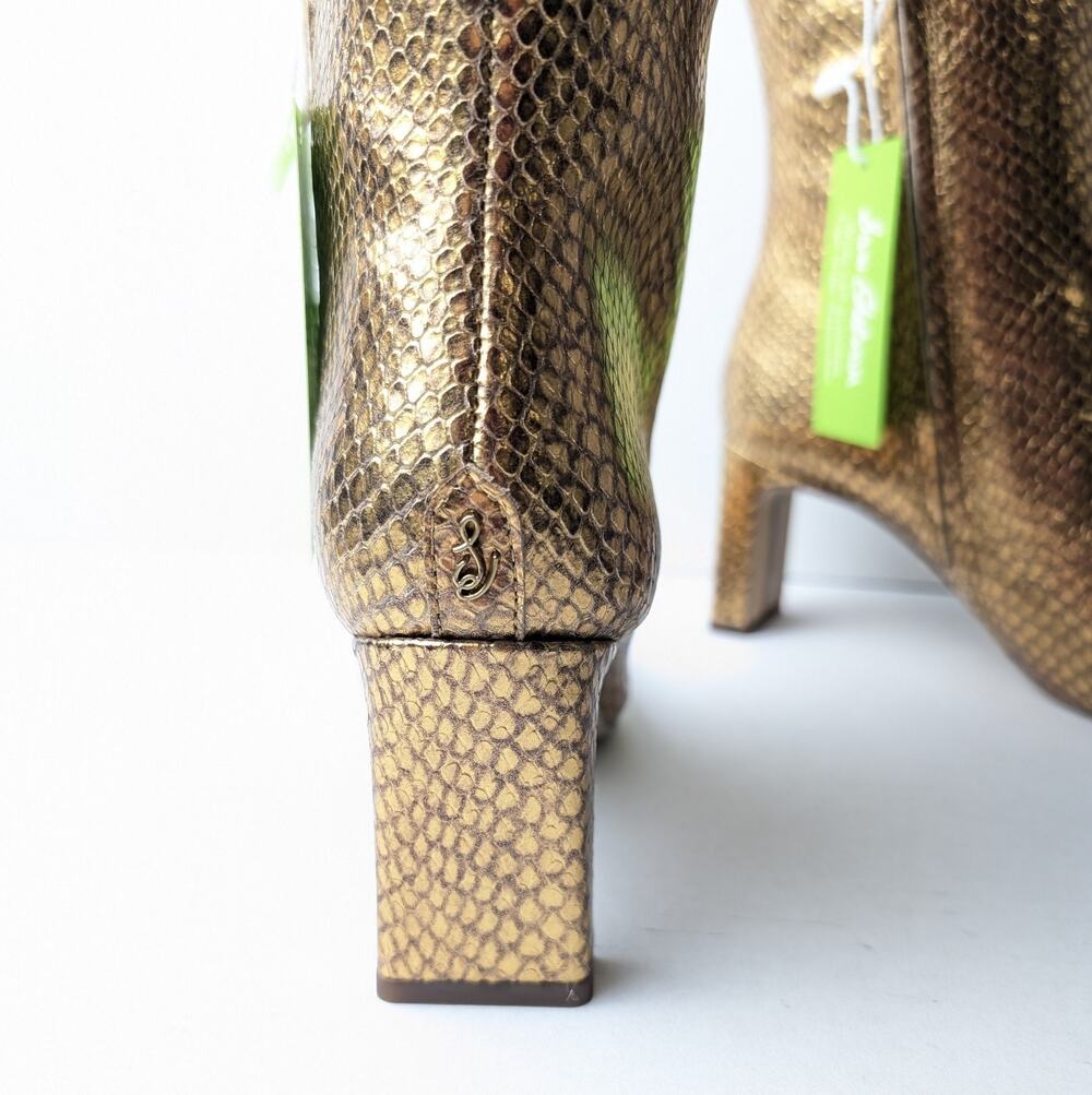 Sam Edelman Gold Snake Knee High Boots Womens 5.5 Statement Designer Boots